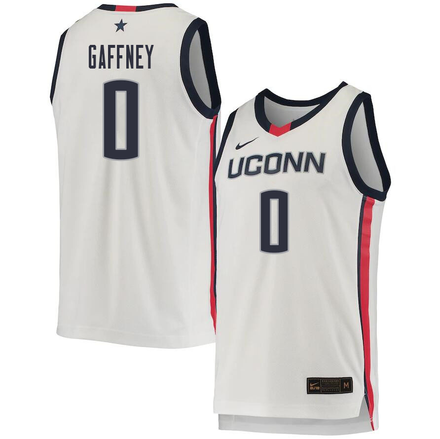 2021 Men #0 Jalen Gaffney Uconn Huskies College Basketball Jerseys Sale-White - Click Image to Close